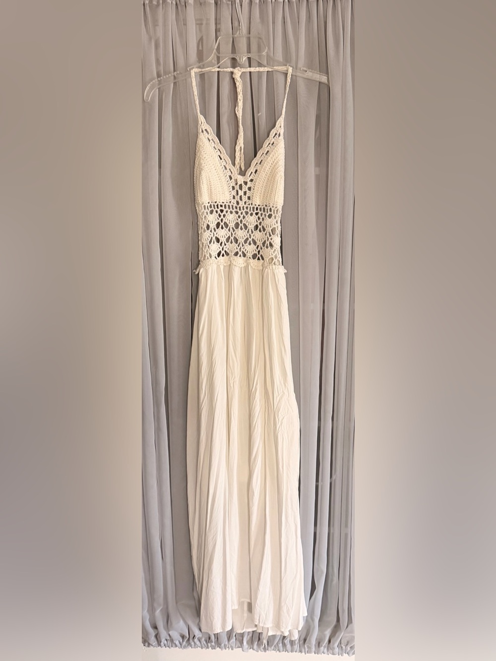 Lilbetter Crochet Bodice Maxi Dress - Sleeveless Boho Summer Gown XS New